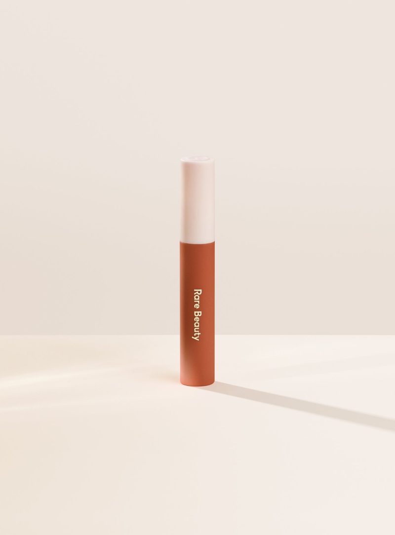 Brave| Shade Brave, in muted terracotta, of the Lip Souffle Matte Lip Cream by Rare Beauty.