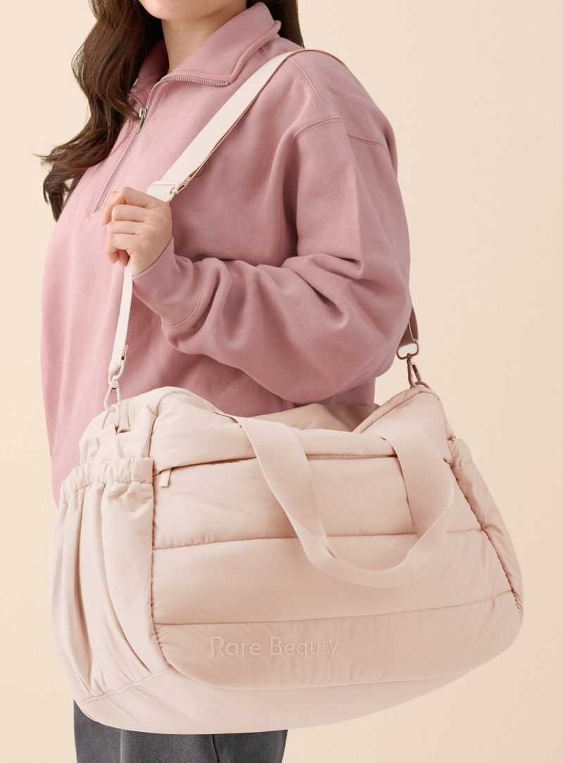 ON FIGURE PUFFY CARRYALL TOTE PEACH 01