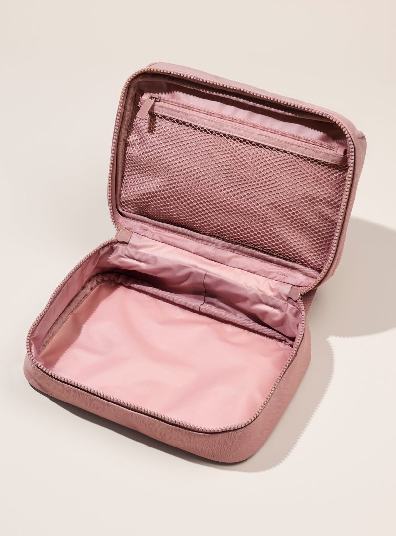 pdp puffy toiletry bag mauve top open